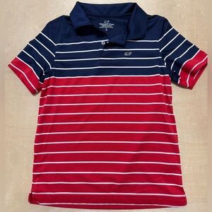 Vineyard Vines Kids Polo in Navy and Red Stripes